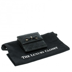 Pre Owned Gucci Guccissima Black Leather Princy Compact Wallet