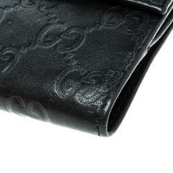 Pre Owned Gucci Guccissima Black Leather Princy Compact Wallet