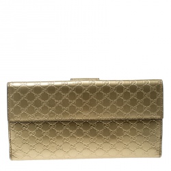 Gucci Gold Guccissima Patent Leather Heart Continental Wallet