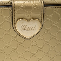 Gucci Gold Guccissima Patent Leather Heart Continental Wallet