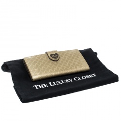 Gucci Gold Guccissima Patent Leather Heart Continental Wallet
