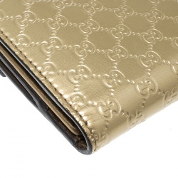Gucci Gold Guccissima Patent Leather Heart Continental Wallet