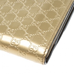 Gucci Gold Guccissima Patent Leather Heart Continental Wallet