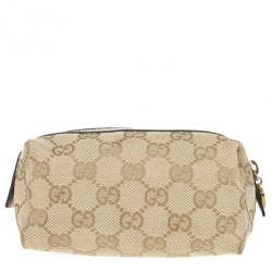 مملوكة مسبقًا Gucci Beige Ebony GG Canvas Cosmetic Pouch