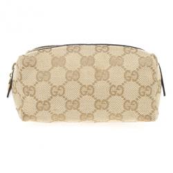 مملوكة مسبقًا Gucci Beige Ebony GG Canvas Cosmetic Pouch
