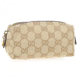 مملوكة مسبقًا Gucci Beige Ebony GG Canvas Cosmetic Pouch