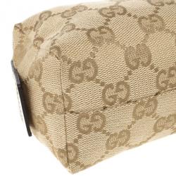 مملوكة مسبقًا Gucci Beige Ebony GG Canvas Cosmetic Pouch