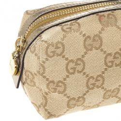 مملوكة مسبقًا Gucci Beige Ebony GG Canvas Cosmetic Pouch