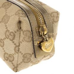 مملوكة مسبقًا Gucci Beige Ebony GG Canvas Cosmetic Pouch