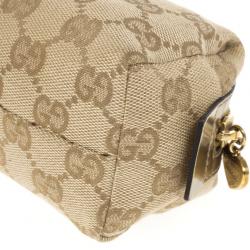 مملوكة مسبقًا Gucci Beige Ebony GG Canvas Cosmetic Pouch