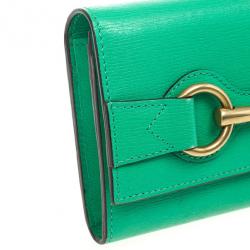 مملوكة مسبقًا Gucci Seafoam Leather Continental Wallet With Horsebit