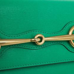 مملوكة مسبقًا Gucci Seafoam Leather Continental Wallet With Horsebit