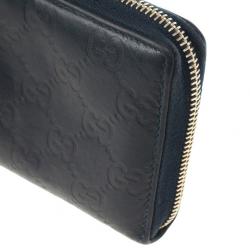 Pre Owned Gucci Black Guccissima Zip Around Bamboo Tassel Wallet