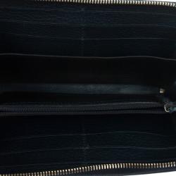 Pre Owned Gucci Black Guccissima Zip Around Bamboo Tassel Wallet