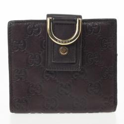 Pre Owned Gucci Guccissima Brown Leather D Ring Compact Wallet