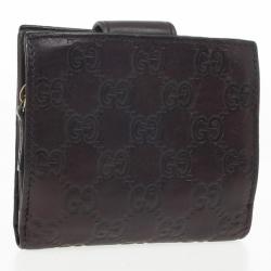 Pre Owned Gucci Guccissima Brown Leather D Ring Compact Wallet
