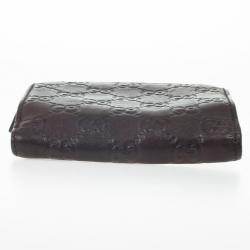 Pre Owned Gucci Guccissima Brown Leather D Ring Compact Wallet