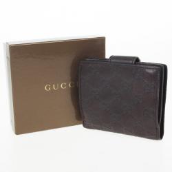 Pre Owned Gucci Guccissima Brown Leather D Ring Compact Wallet
