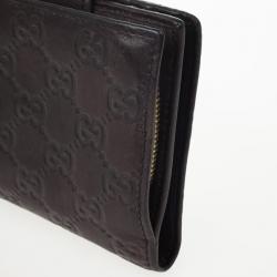 Pre Owned Gucci Guccissima Brown Leather D Ring Compact Wallet