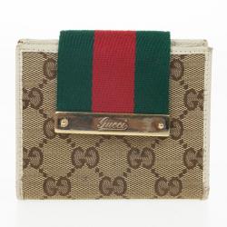 مملوكة مسبقًا Gucci Guccissima Canvas Web Detail Mini Wallet