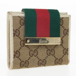 مملوكة مسبقًا Gucci Guccissima Canvas Web Detail Mini Wallet