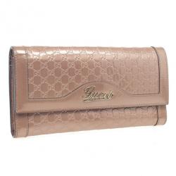 مملوكة مسبقًا Gucci Pink Patent Microguccissima Script Wallet