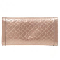 مملوكة مسبقًا Gucci Pink Patent Microguccissima Script Wallet