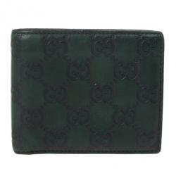 مملوكة مسبقًا Gucci Green Guccissima Leather Bi-Fold Compact Wallet