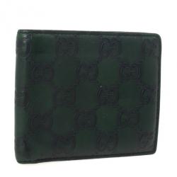 مملوكة مسبقًا Gucci Green Guccissima Leather Bi-Fold Compact Wallet