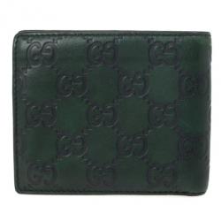 مملوكة مسبقًا Gucci Green Guccissima Leather Bi-Fold Compact Wallet