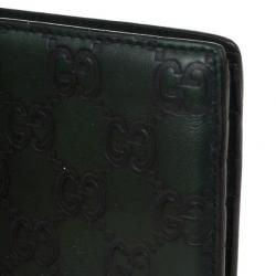 مملوكة مسبقًا Gucci Green Guccissima Leather Bi-Fold Compact Wallet