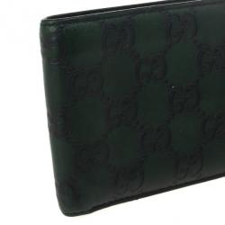 مملوكة مسبقًا Gucci Green Guccissima Leather Bi-Fold Compact Wallet