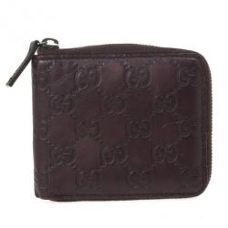 Pre Owned Gucci Brown Guccissima Leather Compact Zippy Wallet