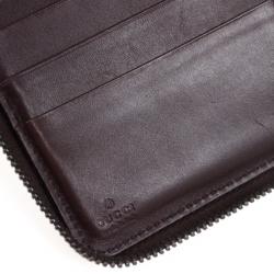 Pre Owned Gucci Brown Guccissima Leather Compact Zippy Wallet
