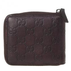 Pre Owned Gucci Brown Guccissima Leather Compact Zippy Wallet