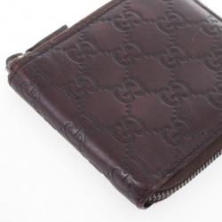 Pre Owned Gucci Brown Guccissima Leather Compact Zippy Wallet