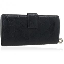 Pre Owned Gucci Black Guccissima Leather Continental Wallet