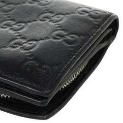 Pre Owned Gucci Black Guccissima Leather Continental Wallet