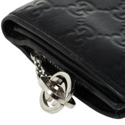 Pre Owned Gucci Black Guccissima Leather Continental Wallet