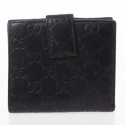Pre Owned Gucci Metallic Dark Brown Guccissima Compact Wallet