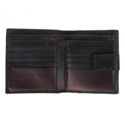 Pre Owned Gucci Metallic Dark Brown Guccissima Compact Wallet