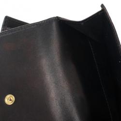Pre Owned Gucci Metallic Dark Brown Guccissima Compact Wallet