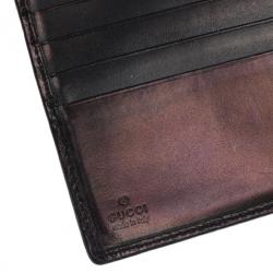 Pre Owned Gucci Metallic Dark Brown Guccissima Compact Wallet
