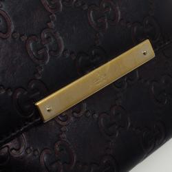 Pre Owned Gucci Metallic Dark Brown Guccissima Compact Wallet