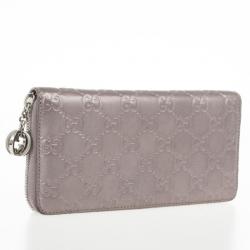 Pre Owned Gucci Metallic Guccissima Leather Long Zippy Wallet