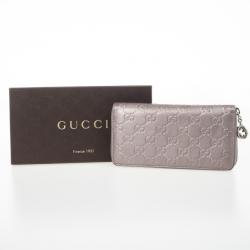 Pre Owned Gucci Metallic Guccissima Leather Long Zippy Wallet