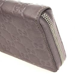 Pre Owned Gucci Metallic Guccissima Leather Long Zippy Wallet