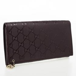 Pre Owned Gucci Burgundy Imprime Leather Monogram Continental Wallet