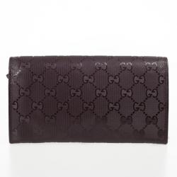 Pre Owned Gucci Burgundy Imprime Leather Monogram Continental Wallet