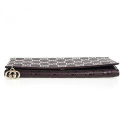 Pre Owned Gucci Burgundy Imprime Leather Monogram Continental Wallet
